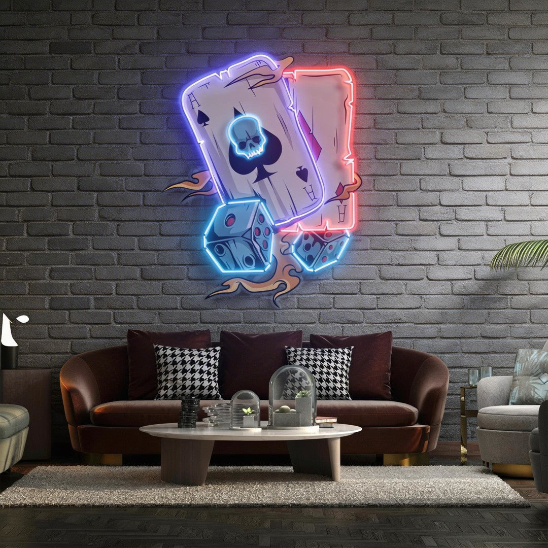 Gambling Poker Art Work Led Neon Sign Light