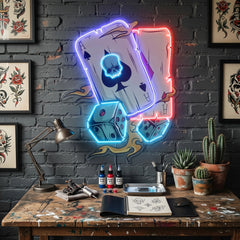 Gambling Poker Art Work Led Neon Sign Light