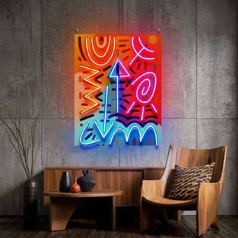 Geometric Colorful Doodle Abstract Art LED Neon Sign Light Pop Art