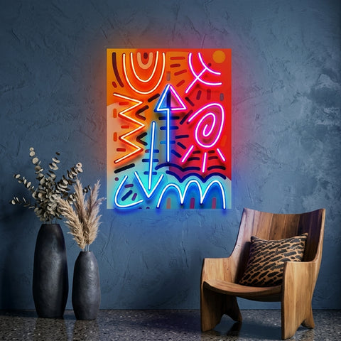 Geometric Colorful Doodle Abstract Art LED Neon Sign Light Pop Art
