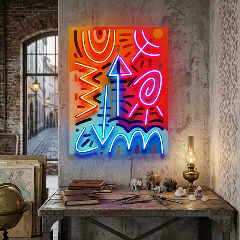 Geometric Colorful Doodle Abstract Art LED Neon Sign Light Pop Art