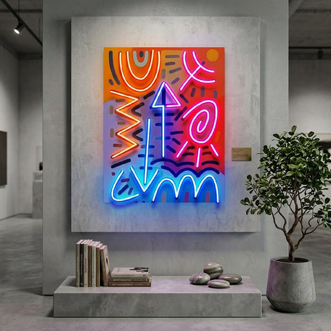 Geometric Colorful Doodle Abstract Art LED Neon Sign Light Pop Art