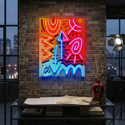 Geometric Colorful Doodle Abstract Art LED Neon Sign Light Pop Art
