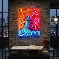 Geometric Colorful Doodle Abstract Art LED Neon Sign Light Pop Art