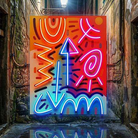 Geometric Colorful Doodle Abstract Art LED Neon Sign Light Pop Art