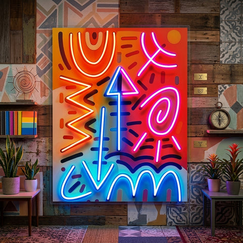 Geometric Colorful Doodle Abstract Art LED Neon Sign Light Pop Art