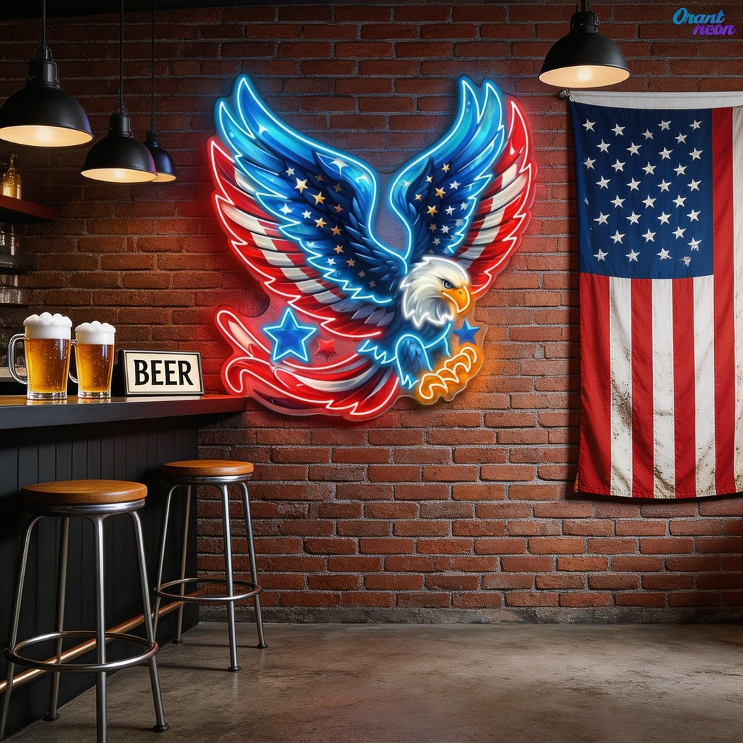German Eagle Spread Wings Flag Neon Sign Light Artwork