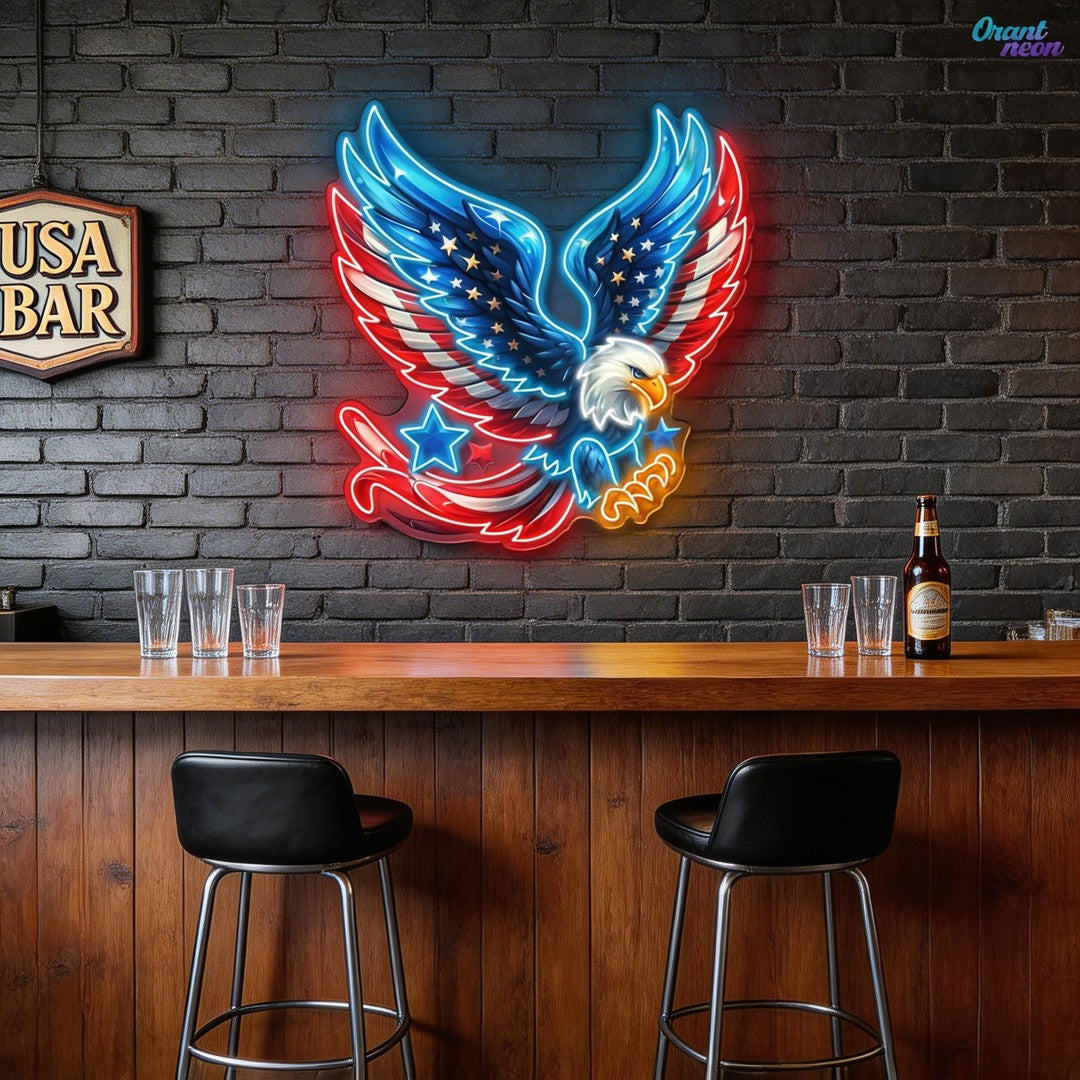 German Eagle Spread Wings Flag Neon Sign Light Artwork