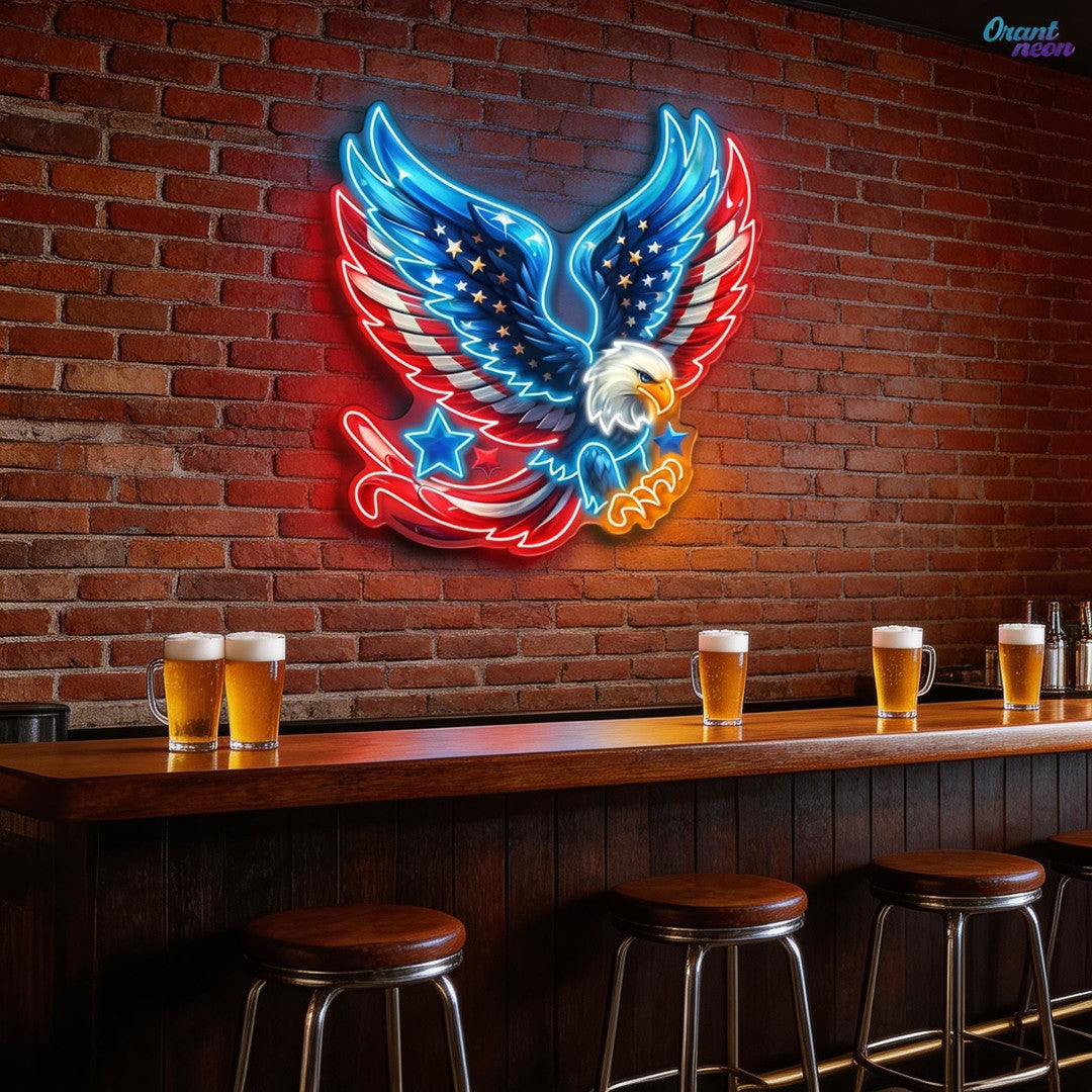 German Eagle Spread Wings Flag Neon Sign Light Artwork