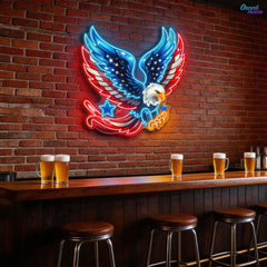German Eagle Spread Wings Flag Neon Sign Light Artwork