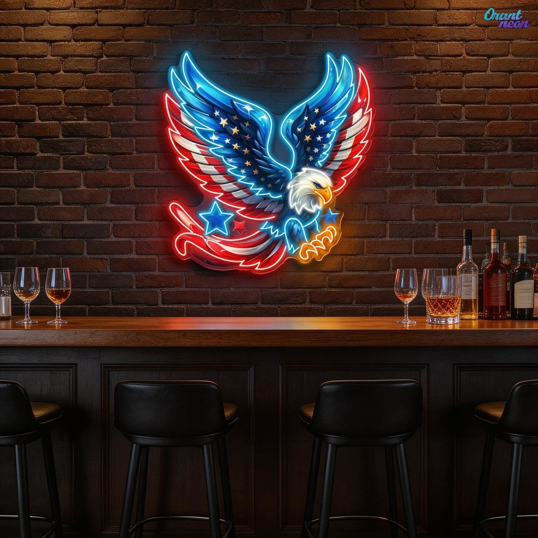 German Eagle Spread Wings Flag Neon Sign Light Artwork