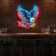 German Eagle Spread Wings Flag Neon Sign Light Artwork