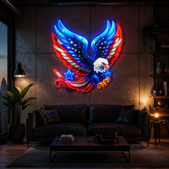German Eagle Spread Wings Flag Neon Sign Light Artwork