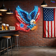 German Eagle Spread Wings Flag Neon Sign Light Artwork