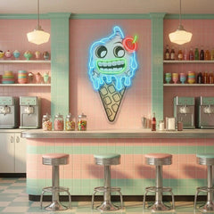 Ghost Icecream Cartoon Artwork Led Neon Sign Light