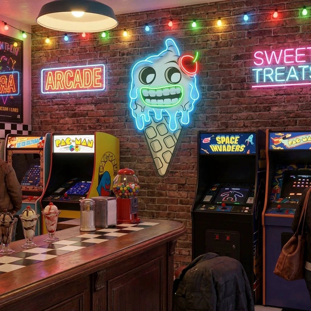 Ghost Icecream Cartoon Artwork Led Neon Sign Light