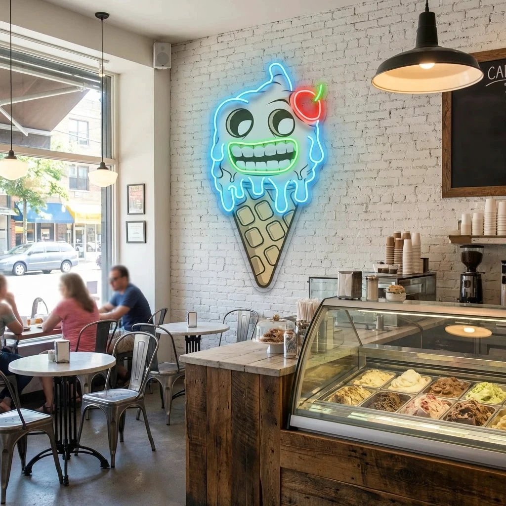 Ghost Icecream Cartoon Artwork Led Neon Sign Light