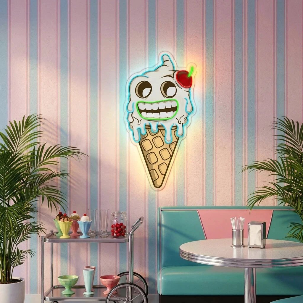Ghost Icecream Cartoon Artwork Led Neon Sign Light