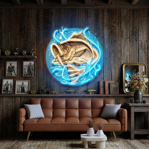 Glow Fishing LED Neon Sign Light Pop Art