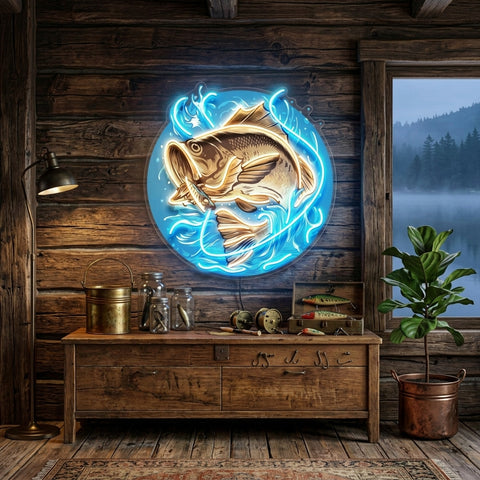 Glow Fishing LED Neon Sign Light Pop Art
