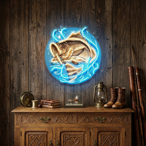 Glow Fishing LED Neon Sign Light Pop Art