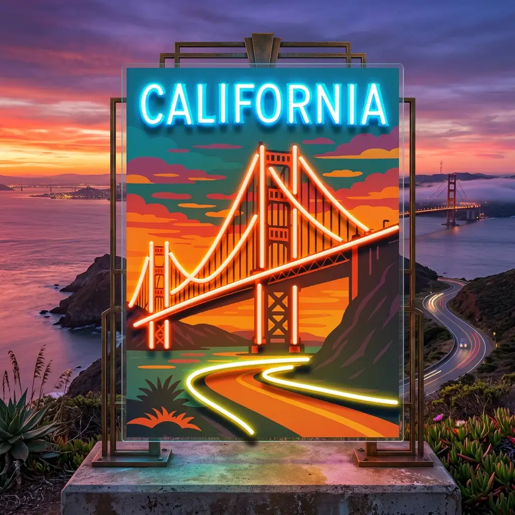 Golden Sunset Drive LED Neon Sign Light Pop Art