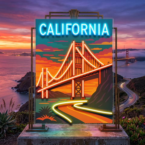Golden Sunset Drive LED Neon Sign Light Pop Art