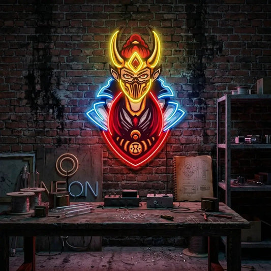 Golden Horned Lady Asassins LED Neon Sign Light Pop Art