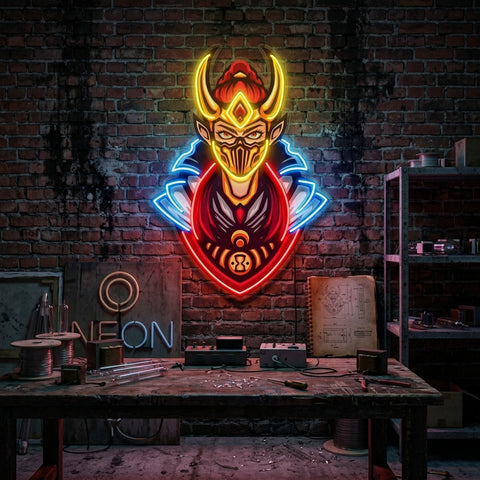 Golden Horned Lady Asassins LED Neon Sign Light Pop Art