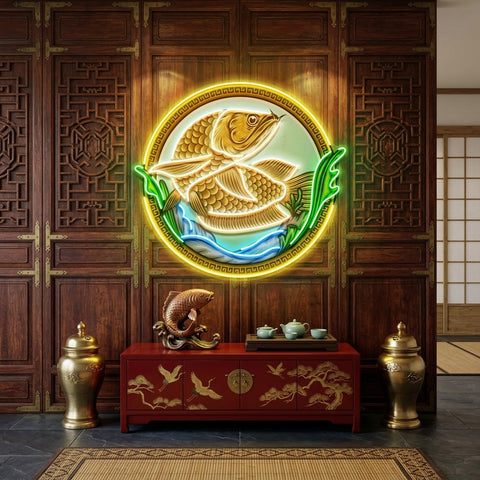 Goldfish In Round Frame LED Neon Sign Light Pop Art