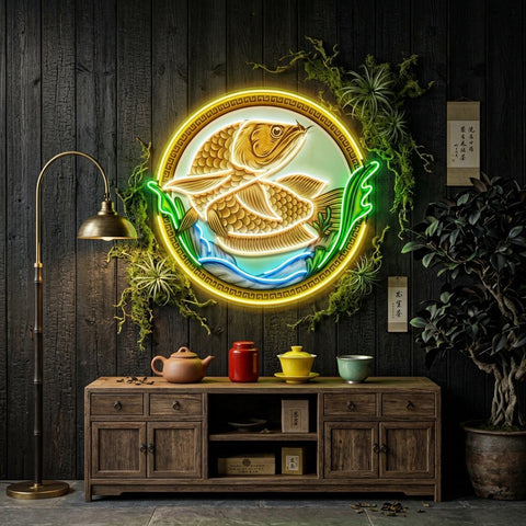 Goldfish In Round Frame LED Neon Sign Light Pop Art