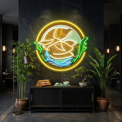 Goldfish In Round Frame LED Neon Sign Light Pop Art