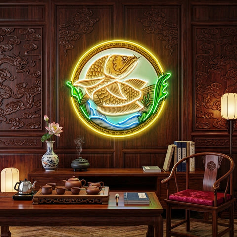 Goldfish In Round Frame LED Neon Sign Light Pop Art