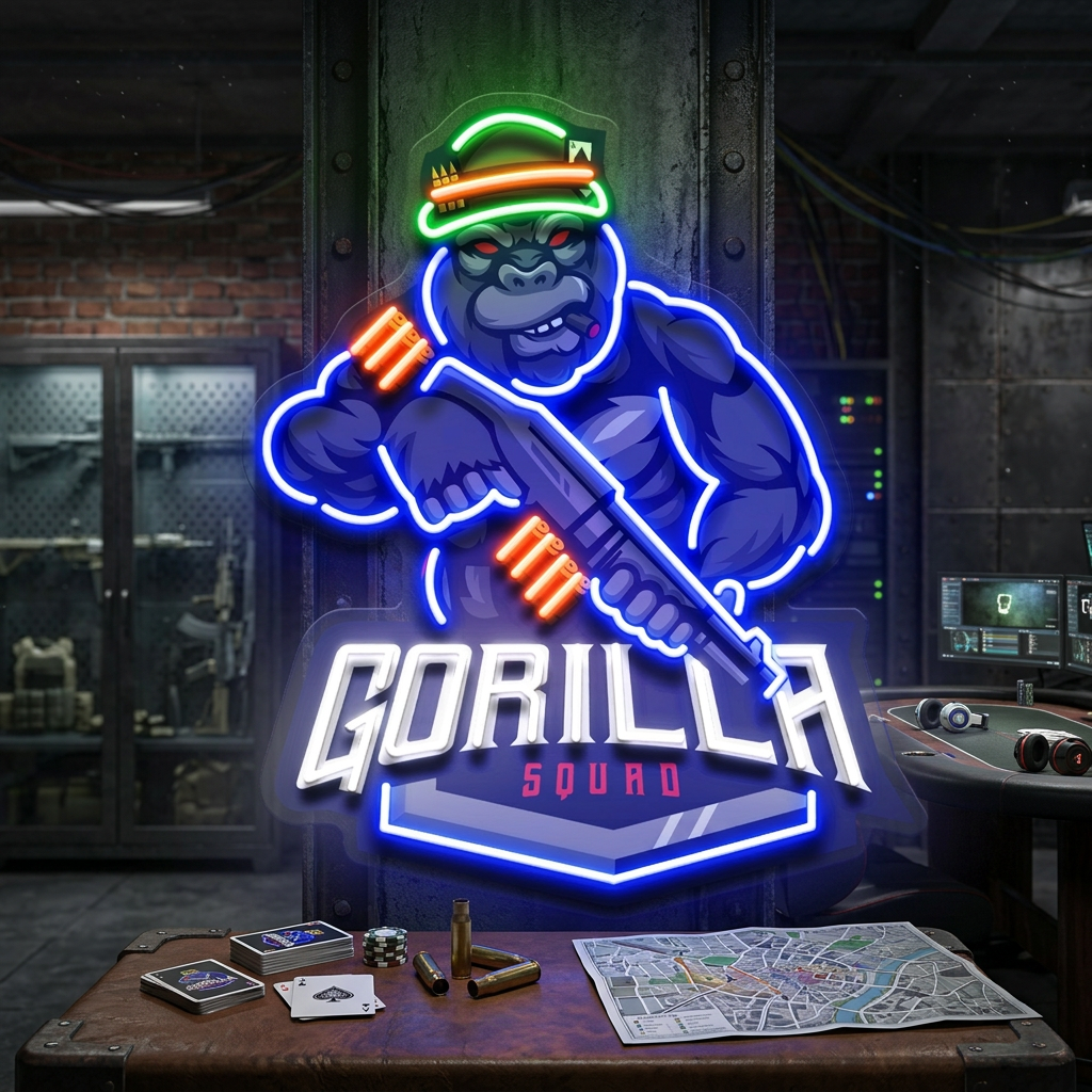 Gorilla Cartoon Mascot LED Neon Sign Light Pop Art