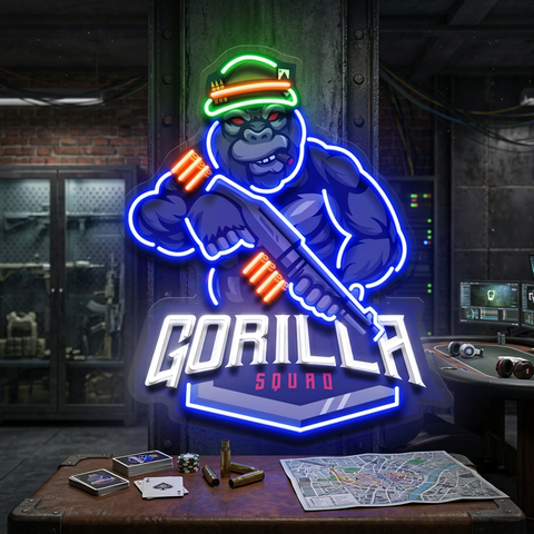 Gorilla Cartoon Mascot LED Neon Sign Light Pop Art