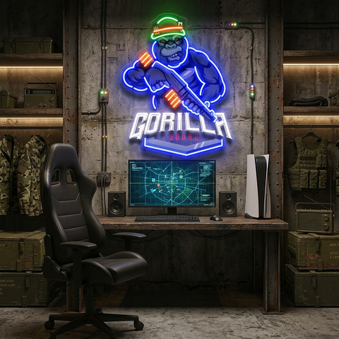 Gorilla Cartoon Mascot LED Neon Sign Light Pop Art