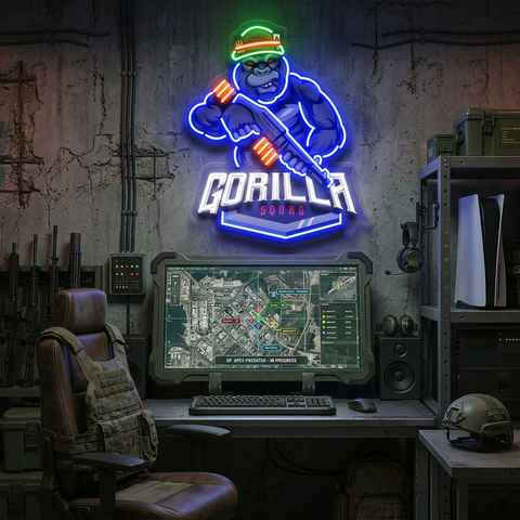 Gorilla Cartoon Mascot LED Neon Sign Light Pop Art