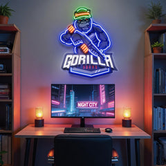 Gorilla Cartoon Mascot LED Neon Sign Light Pop Art