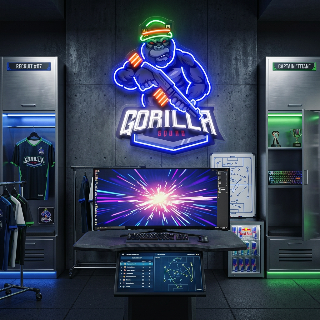 Gorilla Cartoon Mascot LED Neon Sign Light Pop Art