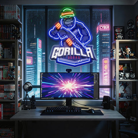Gorilla Cartoon Mascot LED Neon Sign Light Pop Art