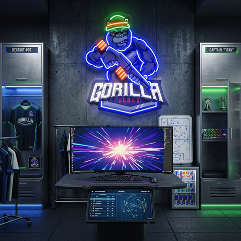 Gorilla Cartoon Mascot LED Neon Sign Light Pop Art