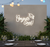 Congrats Grad Neon Sign for Graduation Party Decor