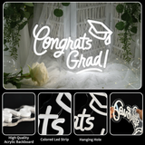 Congrats Grad Neon Sign for Graduation Party Decor