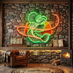 Green Fish Eat Bait LED Neon Sign Light Pop Art