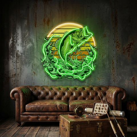 Green Fishing LED Neon Sign Light Pop Art