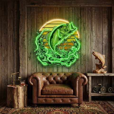 Green Fishing LED Neon Sign Light Pop Art