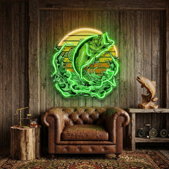 Green Fishing LED Neon Sign Light Pop Art