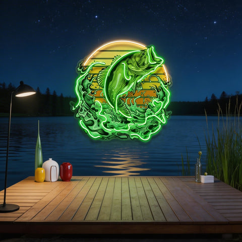 Green Fishing LED Neon Sign Light Pop Art