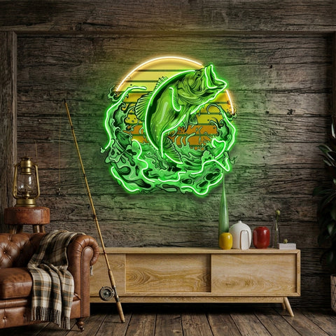 Green Fishing LED Neon Sign Light Pop Art