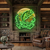 Green Fishing LED Neon Sign Light Pop Art